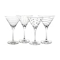 Mikasa Cheers 10-Ounce Martini Glasses, Fun Etched Designs, Durable Clear Glass Cocktail Glassware, Set of 4, Perfect for Entertaining and Gifting