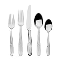 Mikasa Cocoa Blossom 65-Piece Flatware Set, Service for 12, 18/10 Stainless Steel Silverware with Teardrop Handles, Dishwasher Safe