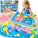 Mikiwon Ocean Sensory Bin with 3.3lbs Sand, Sandbox Play Sand Kit