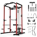Mikolo F4 2.0 Power Cage with Dual-Track Smooth Pulley System, 1200LBS Power Rack with Leg Hold-Down for Heavy LAT Pulldowns
