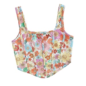 mikuchiku Womens Floral Corset Tank Top Printed