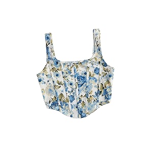 mikuchiku Womens Floral Corset Tank Top Printed