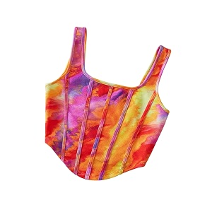 mikuchiku Womens Floral Corset Tank Top Printed