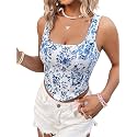 mikuchiku Women39s Floral Corset Tank Top Printed