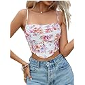mikuchiku Women39s Floral Corset Tank Top Printed