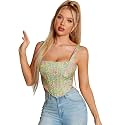 mikuchiku Women39s Floral Corset Tank Top Printed