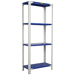 mil-nil prime crc sheet 4 shelf multipurpose slotted angle rack 60 x 24 x 12 inch blue-white powder coating 16 gauge angles