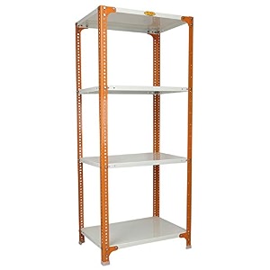 mil-nil prime crc sheet 4 shelf multipurpose slotted angle rack 60 x 24 x 18 inch orange-ivory powder coating 16 gauge angles