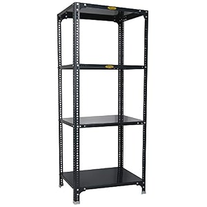 mil-nil prime crc sheet 4 shelf slotted angle rack storage multipurpose  16 gauge angle bar  adjustable for home office amp shop 60 x 24 x 18 inch grey
