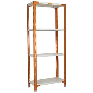 mil-nil prime crc sheet 4 shelf multipurpose slotted angle rack 60 x 24 x 12 inch orange-ivory powder coating 16 gauge angles