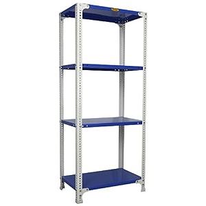 mil-nil prime crc sheet 4 shelf multipurpose slotted angle rack 60 x 24 x 18 inch blue-white powder coating 16 gauge angles