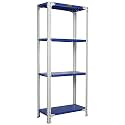 Mil-Nil Prime CRC Sheet 4 Shelf Multipurpose Slotted Angle Rack, 60 x 24 x 12 Inch [(Blue-White) Powder Coating] 16 Gauge Angles