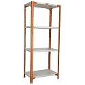Mil-Nil Prime CRC Sheet 4 Shelf Multipurpose Slotted Angle Rack, 60 x 24 x 15 Inch [(Orange-Ivory) Powder Coating] 16 Gauge Angles