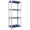 Mil-Nil Prime CRC Sheet 4 Shelf Multipurpose Slotted Angle Rack, 60 x 24 x 15 Inch [(Blue-White) Powder Coating] 16 Gauge Angles
