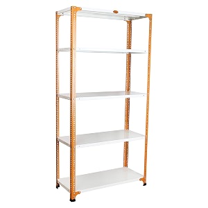 mil-nil prime crc sheet 5 shelf multipurpose storage unit 72 x 36 x 15 inch 24 gauge ivory-orange powder coated 16 gauge angles
