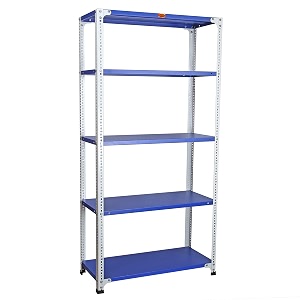 mil-nil prime crc sheet 5 shelf multiuse space saving rack 72 x 36 x 15 inch 20 gauge blue-white powder coated 14 gauge angles