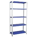 Mil-Nil Prime CRC Sheet 5 Shelf Multiuse Space Saving Rack, 72 x 36 x 15 Inch, 20 Gauge (Blue-White) Powder Coated 14 Gauge Angles