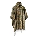 Mil-Tec Adult Ripstop Wet Weather Lightweight Waterproof Multi-Use Rain Poncho with Hood - Use as Bivouac Sack, Shelter Tent