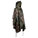 Mil-Tec Adult Ripstop Wet Weather Lightweight Waterproof Multi-Use Rain Poncho with Hood - Use as Bivouac Sack, Shelter Tent