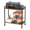 SAIFIX 2-Tier Rolling Trolley with Wheels | Heavy Duty Multifunctional Metal Frame Cart | Ideal for Home, Kitchen, Bathroom and Office Storage | Storage Organizer (Black &amp; Golden)