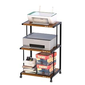 milad saifix 3 shelf printer stand with storage rolling printer table machine cart with wheels mobile desk organizer shelves for office and home black
