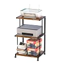 MILAD SAIFIX 3 Shelf Printer Stand with Storage, Rolling Printer Table Machine Cart with Wheels, Mobile Desk Organizer Shelves for Office and Home (Black)