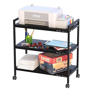 milad saifix 3-tier rolling trolley with wheels  heavy duty multifunctional metal frame cart  ideal for home kitchen bathroom and office storage  storage organizer black