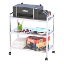 MILAD SAIFIX 3-Tier Trolley Rolling Trolley with Wheels | Heavy Duty Multifunctional Metal Frame Cart | Ideal for Home, Kitchen, Bathroom and Office Storage | Storage Organizer (White)