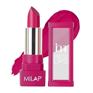 milap matte lipstick  highly pigmented long wearing matte lipstick  intense amp opaque finish  lightweight with full coverage  42 gm shade - passionate petal