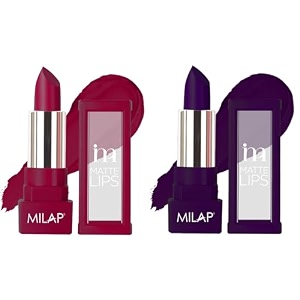 milap matte lipstick long lasting lipstickslipstick for womenlove struck amp aurora 42 gm each pack of 2 love struck