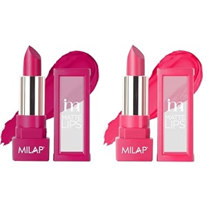 milap matte lipstick long lasting lipsticks for women 42 gm each pack of 2 top notch passionate petal