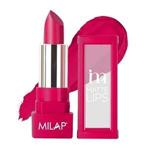 milap matte lipstick  highly pigmented long wearing matte lipstick  intense amp opaque finish  lightweight with full coverage  42 gm shade - sensational pink