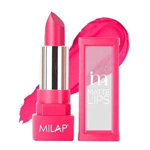 milap matte lipstick  highly pigmented long wearing matte lipstick  intense amp opaque finish  lightweight with full coverage  42 gm shade - ballerina