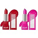 Milap Matte Lips Lipstick Pack of 2 - Intense Color Waterproof Long Lasting Hydrating Matte Lipstick for Women - Lipstick Combo Pack (Demon Daze+Manhattan Rose)