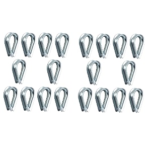mild steel galvanized thimble for wire ropes - rigging for wire ropes of all sizes - ideal to retain the natural shape of the loop and protect wire rope from any damage 28mm 20pc