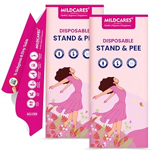 mildcares disposable stand and pee device for women pack of 2 10 units each  hygienic female urination device  ideal for travel public toilets camping amp pregnancy use