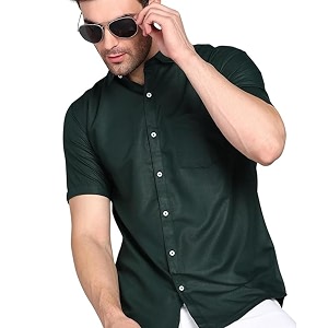 MILDIN Mens Cotton Blend Solid Shirt with