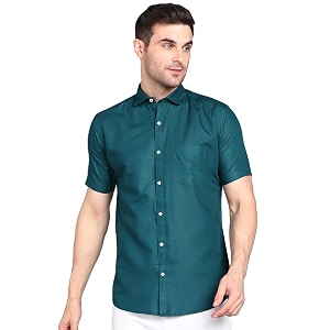 MILDIN Mens Cotton Blend Solid Shirt with