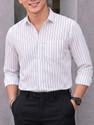 MILDIN Men Regular Fit Striped Spread Collar