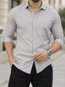 MILDIN Men Striped Casual Grey Shirt