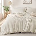 MILDLY Duvet Cover Full Ultra Soft Comforter Cover Set 3pcs, Beige