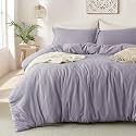 MILDLY Duvet Cover King Size - Super Soft Light Purple Duvet Cover Set 3 Pieces 100% Washed Microfiber Comforter Cover Set Bedding Set with Zipper Closure, 1 Duvet Cover 104x90 and 2 Pillow Shams