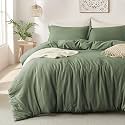 MILDLY Duvet Cover King Ultra Soft Comforter Cover Set 3pcs, Olive Green
