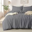 MILDLY Duvet Cover King Ultra Soft Comforter Cover Set 3pcs, Dark Grey