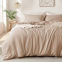 MILDLY Duvet Cover King Ultra Soft Comforter Cover Set 3pcs, Rugby Tan