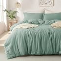 MILDLY Duvet Cover King Ultra Soft Comforter Cover Set 3pcs, Sage Green