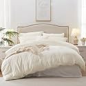MILDLY Duvet Cover Queen Ultra Soft Comforter Cover Set 3pcs, Cream