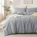 MILDLY Duvet Cover Twin Ultra Soft Comforter Cover Set 2pcs, Linen Grey