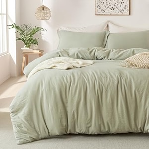 mildly super soft duvet cover - 100 washed microfiber october mist sage comforter cover set 3 pieces with zipper closure amp corner ties no comforter