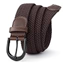 Mile High Life | Braided Stretch Elastic Belts | Pin Oval Solid Black Belt Buckle | PU Loop End Tip Men/Women/Junior Belt